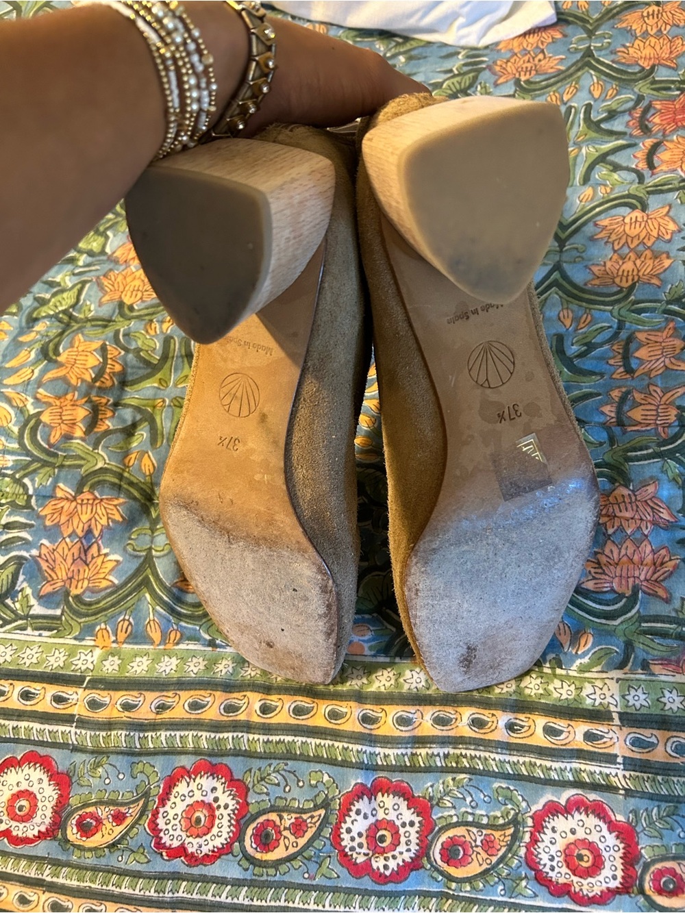 Coclico Beige Suede Ankle Boots with Block Heel - Picture 6 of 7